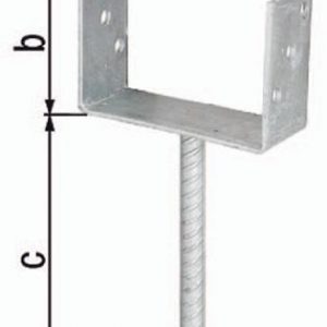 U-Pfostenträger ETA-10/0210 141x100x200x60mm TZN m.Betonanker a.Riffelstahl GAH