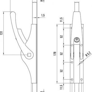 Tortreibriegel PLANO abschl.13mm abschl.Schlaufenanzahl 3 LM hell verz.DENI