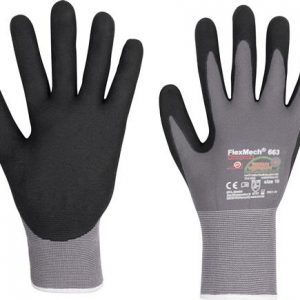 Handschuhe FlexMech 663 Gr.7 grau/schwarz Nylon/Elastan/Nitrilschaum 10 PA - VPE: 10
