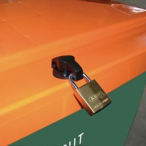 Streugutbehälter L790xB605xH775mm 210l HD-PE grün/orange o.Entnahmerutsche