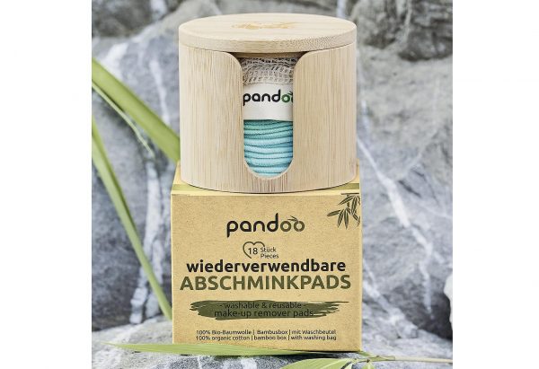 PANDOO Abschminkpads 18er Pack 18 Pads, 1 Waschbeutel, 1 x Bambus-Box